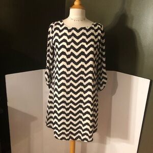 Charming Charlie Chevron Black/White Dress Sz S